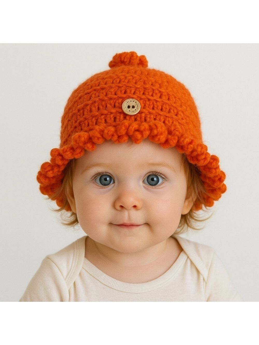 Handmade Orange Floral Crochet Bucket Hat